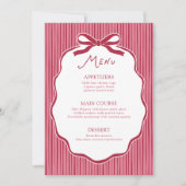Galentine's Party Cherry Bow Frame Menu Card Kaart (Voorkant)