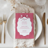 Galentine's Party Cherry Bow Frame Menu Card Kaart