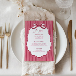 Galentine's Party Cherry Bow Frame Menu Card Kaart