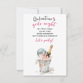 Galentines Party Invitation Champagne & Disco Ball RSVP Kaartje