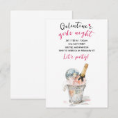 Galentines Party Invitation Champagne & Disco Ball RSVP Kaartje (Voorkant / Achterkant)