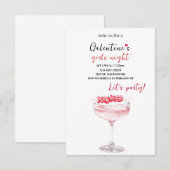 Galentines Party Invitation | Pink Cocktail RSVP Kaartje (Voorkant / Achterkant)