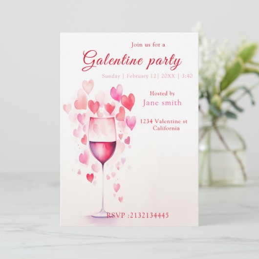 galentines party uitnodiging (Staand voorkant)