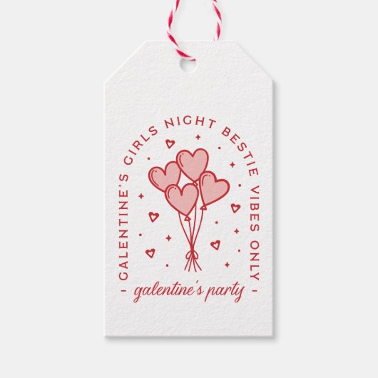 Galentine's party valentijnen bestie hartballonnen cadeaulabel (Voorkant)