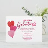 Galentines Party with 3 Hearts Kaart (Staand voorkant)