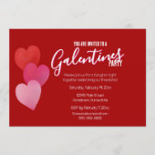 Galentines Party with 3 Hearts on Red Kaart (Voorkant)