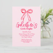 Galentine's Pink Red Hand Drawn Girls Night Party Kaart (Staand voorkant)