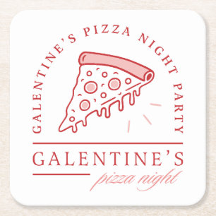 Galentines pizza avond meisjes valentijnen feest kartonnen onderzetters