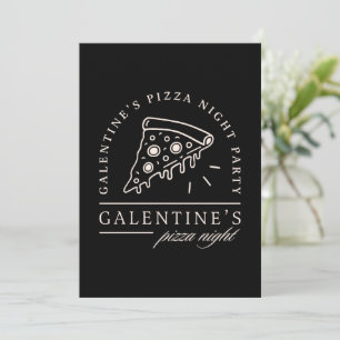 Galentines pizza nacht besties feest zwart kaart