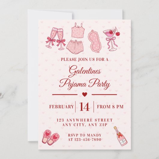 Galentines Pyjama Feest Meisjes Valentijn Kaart (Voorkant)