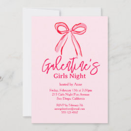 Galentine's Roze Rode Handgetekende Meidenavondfee Kaart