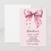 Galentines Roze Strik Feest Uitnodiging  (Voorkant / Achterkant)