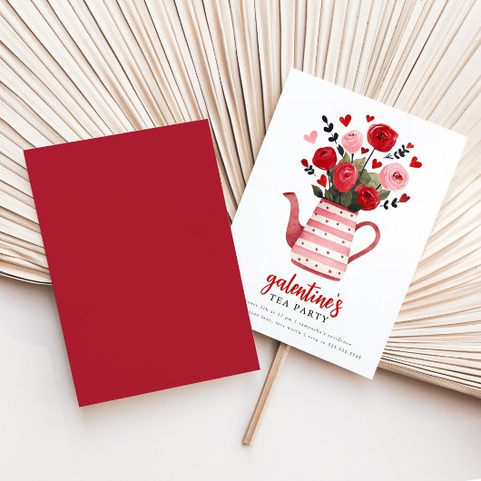 Galentine's Tea Party Teapot Floral  Kaart