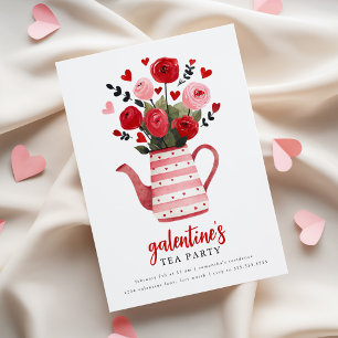 Galentine's Theepartij Theepot Bloemen Kaart