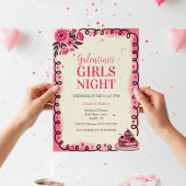 Galentine's uitnodiging met krulwerk rand