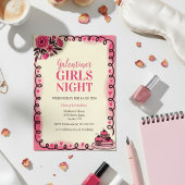 Galentine's uitnodiging met krulwerk rand