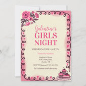 Galentine's uitnodiging met krulwerk rand (Voorkant)