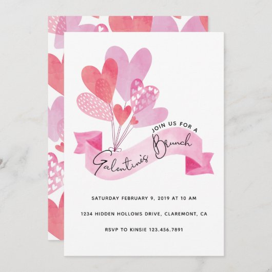 Galentine's uitnodiging tot Brunch (Voorkant / Achterkant)