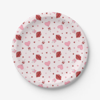 Galentine's Valentijn Roze Hart Lollipop Design Papieren Bordje