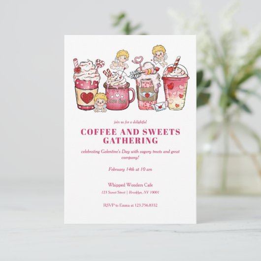 GALENTINES VALENTIJNSDAG CUPID KOFFIE MOK SNOEP KAART (Staand voorkant)