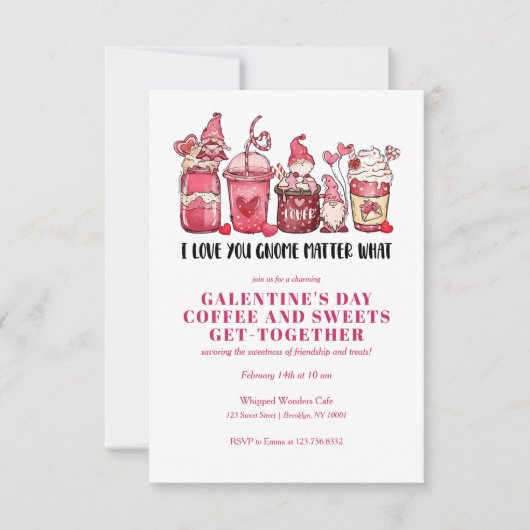 GALENTINES VALENTIJNSDAG GNOMES SNOEP KOFFIE KAART (Voorkant)