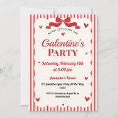 Galentines Valentijnse Partij Coquette Bow Red Hea Kaart (Voorkant)