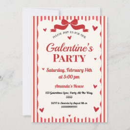 Galentines Valentijnse Partij Coquette Bow Red Hea Kaart