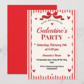Galentines Valentijnse Partij Coquette Bow Red Hea Kaart (Voorkant / Achterkant)