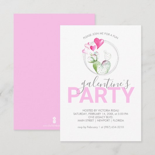 Galentines Verjaardag Uitnodigingen Online (Voorkant / Achterkant)