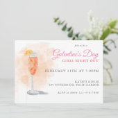 Galentine's Waterverf Drink uitnodiging (Staand voorkant)