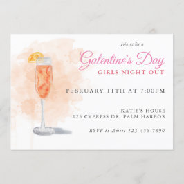 Galentine's Waterverf Drink uitnodiging