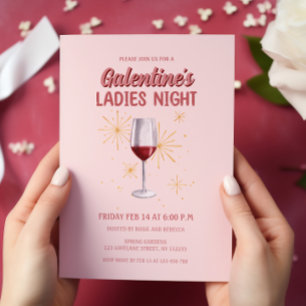 Galentine's Wine Glass Ladies Night Party Kaart