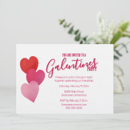 Galentinesfeest met 3 harten kaart