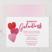Galentinesfeest met 3 harten kaart (Voorkant / Achterkant)