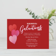 Galentinesfeest met 3 harten op rood