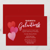 Galentinesfeest met 3 harten op rood kaart (Voorkant / Achterkant)