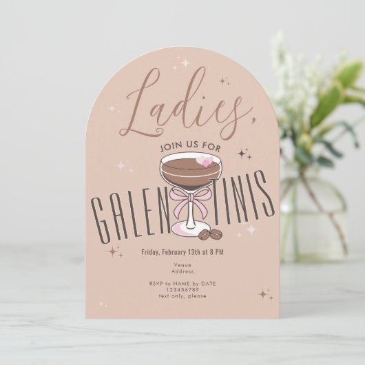 Galentini Martini Mocha Mousse Galentine Day Party Kaart (Staand voorkant)