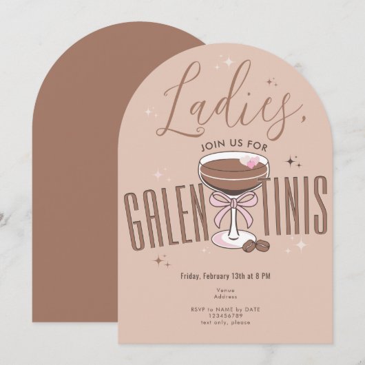 Galentini Martini Mocha Mousse Galentine Day Party Kaart (Voorkant / Achterkant)