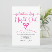 Galentin's Day Girls Night Out Pink Bow Minimalist Kaart (Staand voorkant)