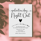 Galentin's Day Night Out Black and White Modern Kaart