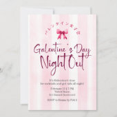 Galentin's Day Night Out Coquette Pink Stripe Cute Kaart (Voorkant)