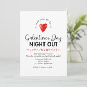 Galentin's Day Night Out Minimalist Red Heart Kaart (Staand voorkant)