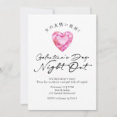 Galentin's Day Night Out Pink Heart Gem Sparkle Kaart (Voorkant)