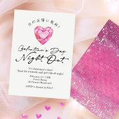 Galentin's Day Night Out Pink Heart Gem Sparkle Kaart
