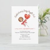 Galentin's Day Night Out Red Heart Cute Lolipop Kaart (Staand voorkant)