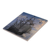 Galeon onder Vol Zeil Tegeltje (Zijkant)
