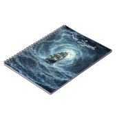 Galeon-schip storm maanverlichte oceaanreis notitieboek (Linkerzijde)