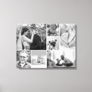 Galerie collage van zwarte en witte foto's canvas afdruk