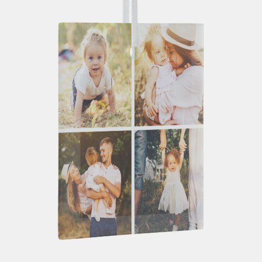 Galerieraster 4 Foto's Aangepaste foto-versiering Glas Ornament (Voorkant Rechts)