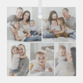 Galerieraster 5 Foto's Aangepaste foto-versiering Glas Ornament (Voorkant)